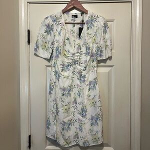 Floral Print Dress with Ruched Front